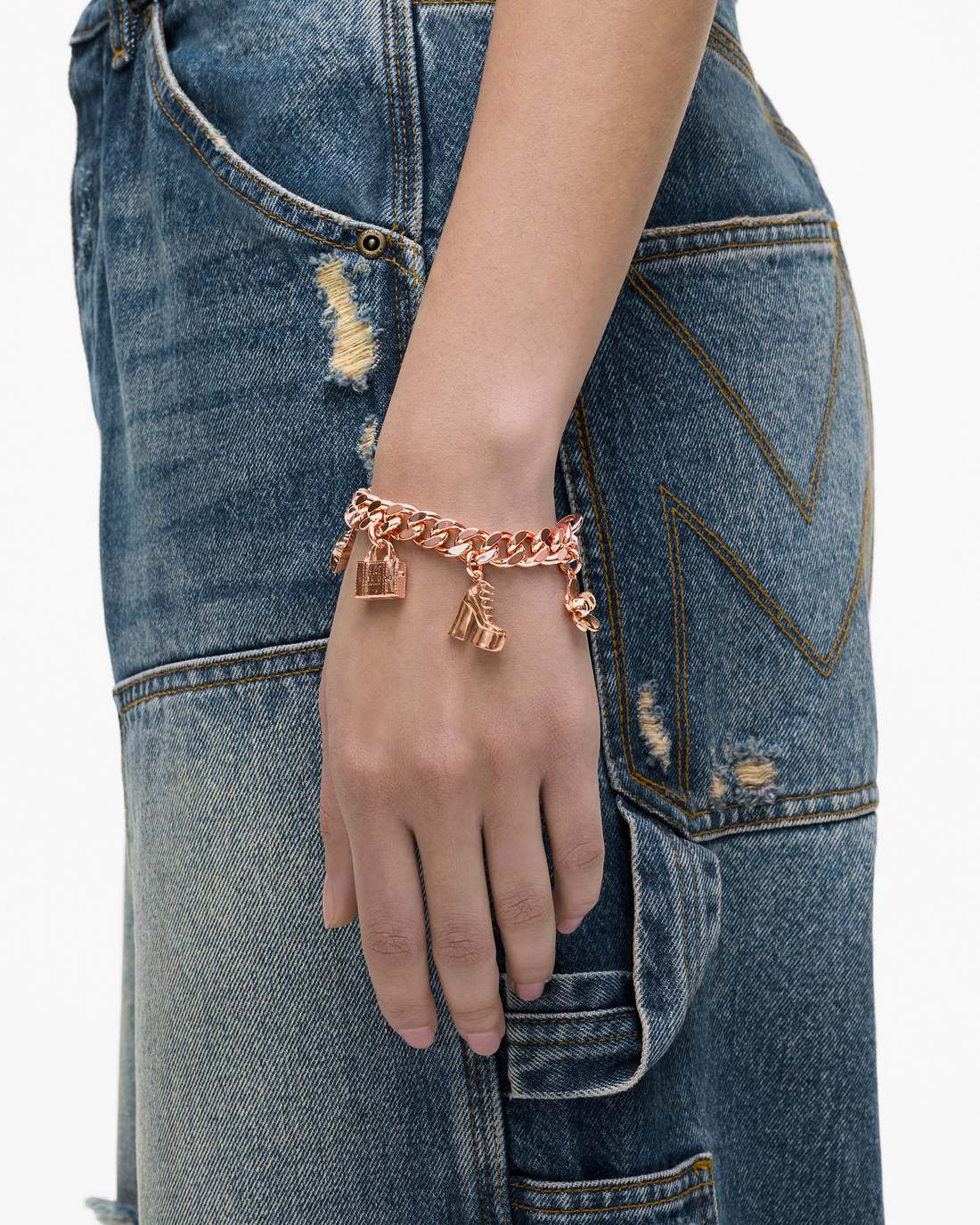 The Mini Icon Charm Bracelet Antique Rose Gold - Marc Jacobs