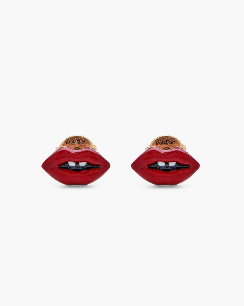 The Lips Stud Earrings Gold/Red - Marc Jacobs