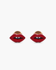 The Lips Stud Earrings Gold/Red - Marc Jacobs