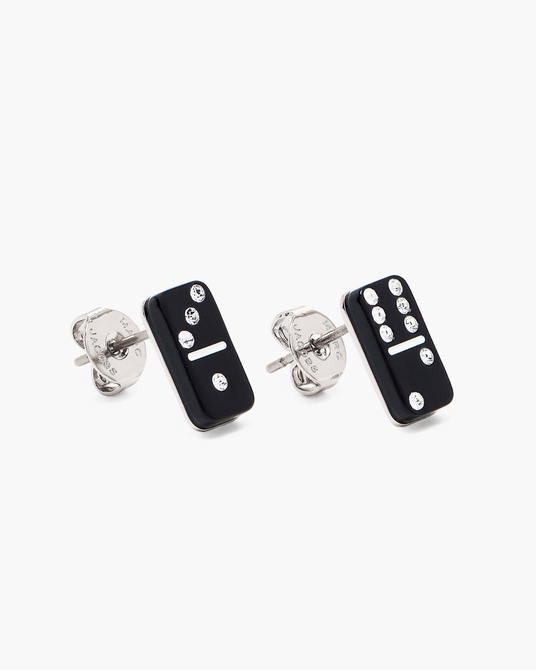 The Domino Stud Earrings Silver/Black - Marc Jacobs