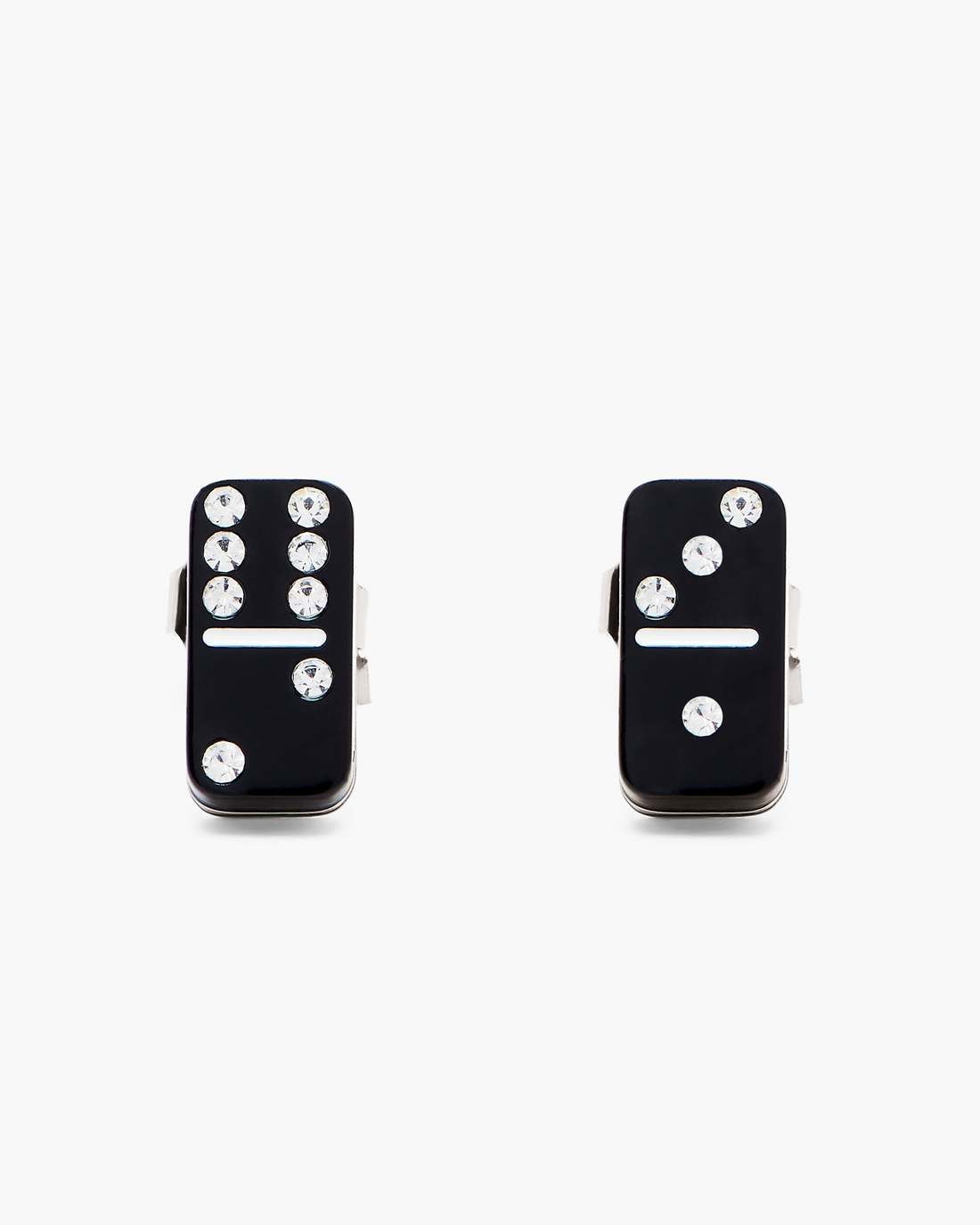 The Domino Stud Earrings Silver/Black - Marc Jacobs