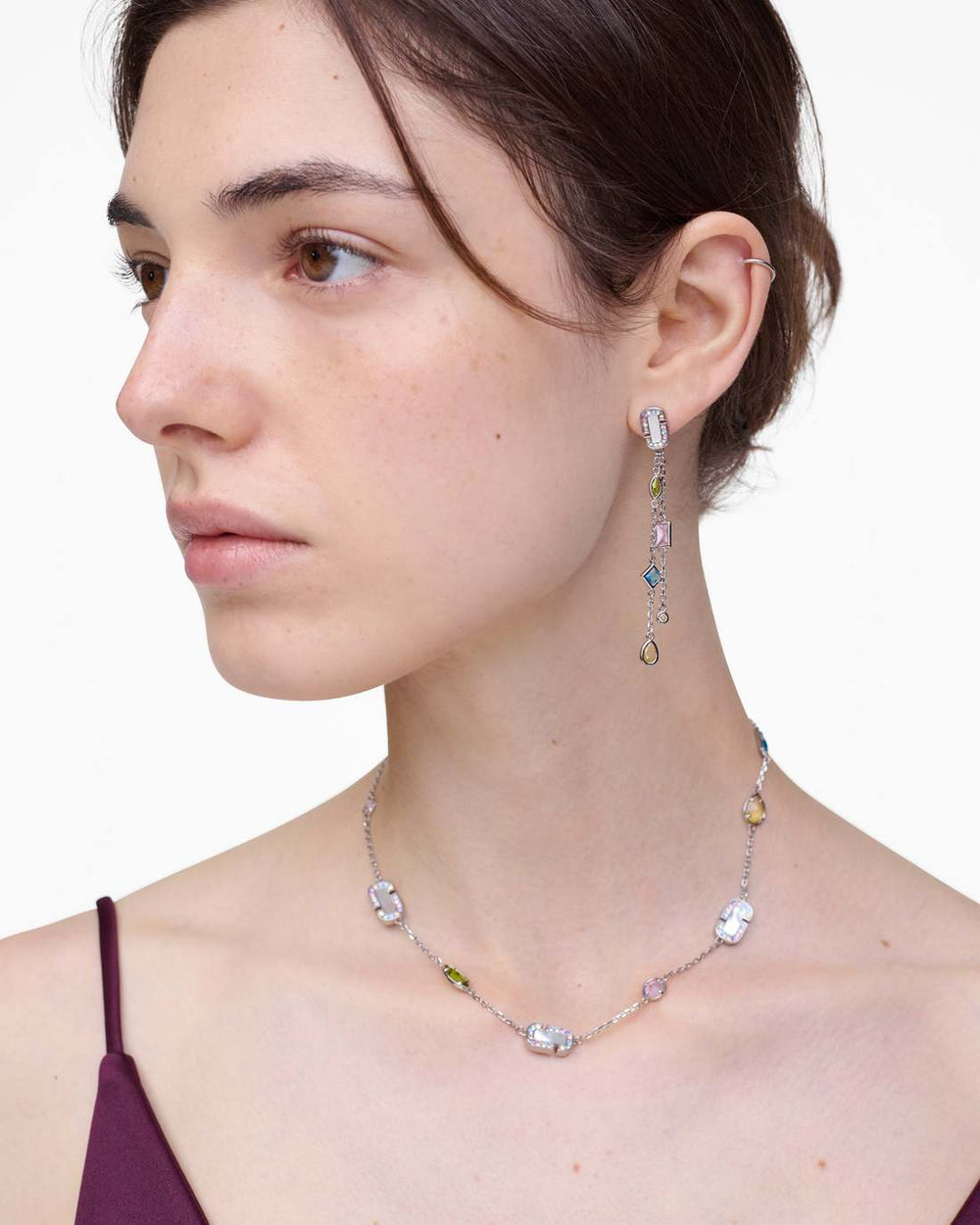 The J Marc Luxe Gem Linear Earrings Silver/Multi - Marc Jacobs
