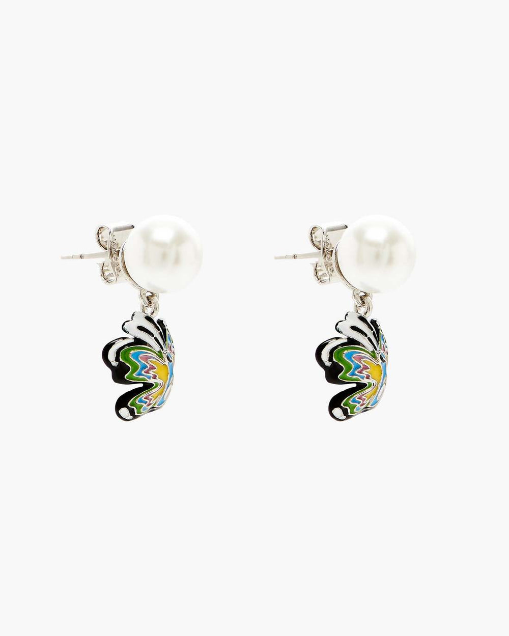 Hattie Stewart X Marc Jacobs Butterfly Pearl Earrings Silver/Multi - Marc Jacobs