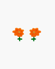 David Shrigley X Marc Jacobs Joy Flower Stud Earrings Silver/Orange - Marc Jacobs