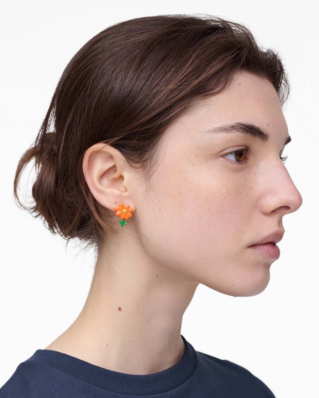 David Shrigley X Marc Jacobs Joy Flower Stud Earrings Silver/Orange - Marc Jacobs