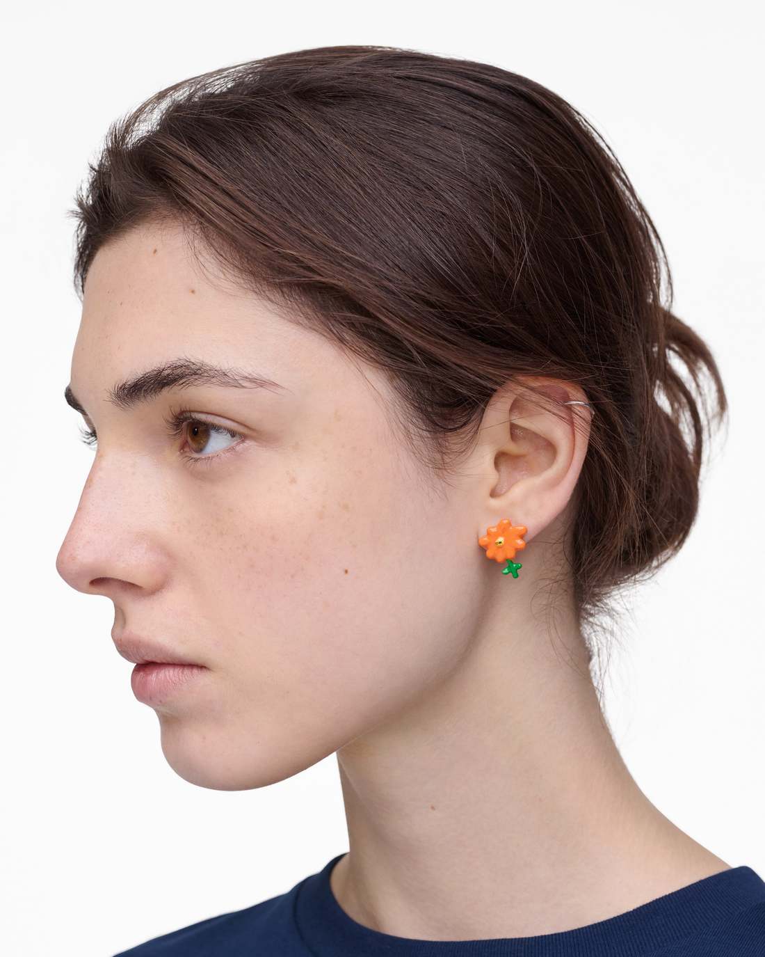 David Shrigley X Marc Jacobs Joy Flower Stud Earrings Silver/Orange - Marc Jacobs