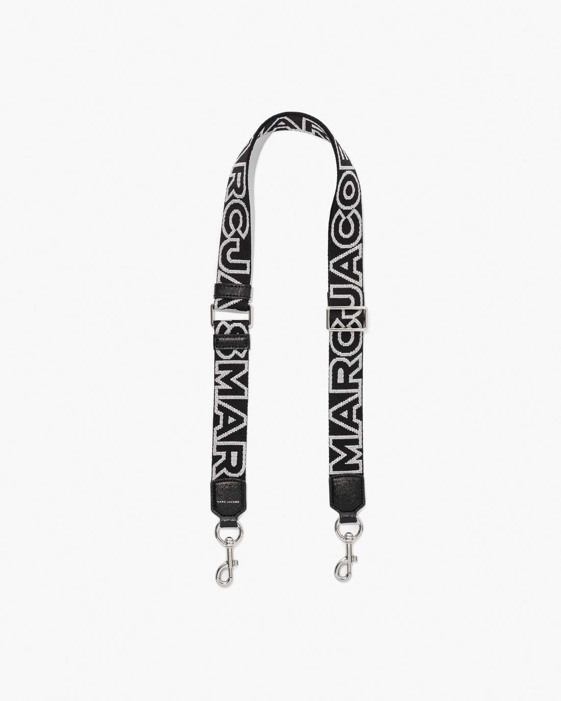 The Thin Outline Logo Webbing Strap Black/Silver - Marc Jacobs