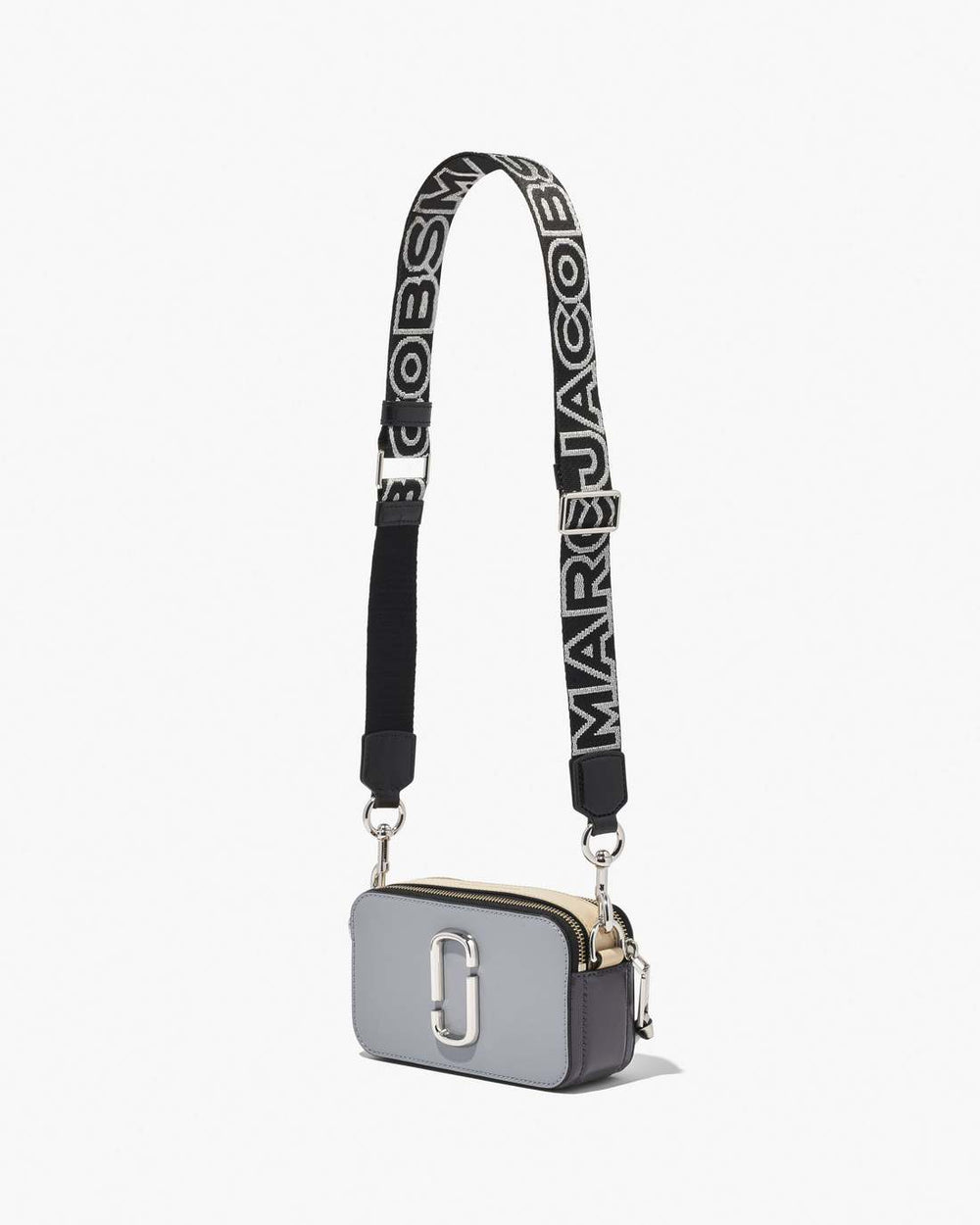 The Thin Outline Logo Webbing Strap Black/Silver - Marc Jacobs