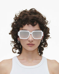The Bold Logo Square Mirrored Sunglasses White/Grey - Marc Jacobs