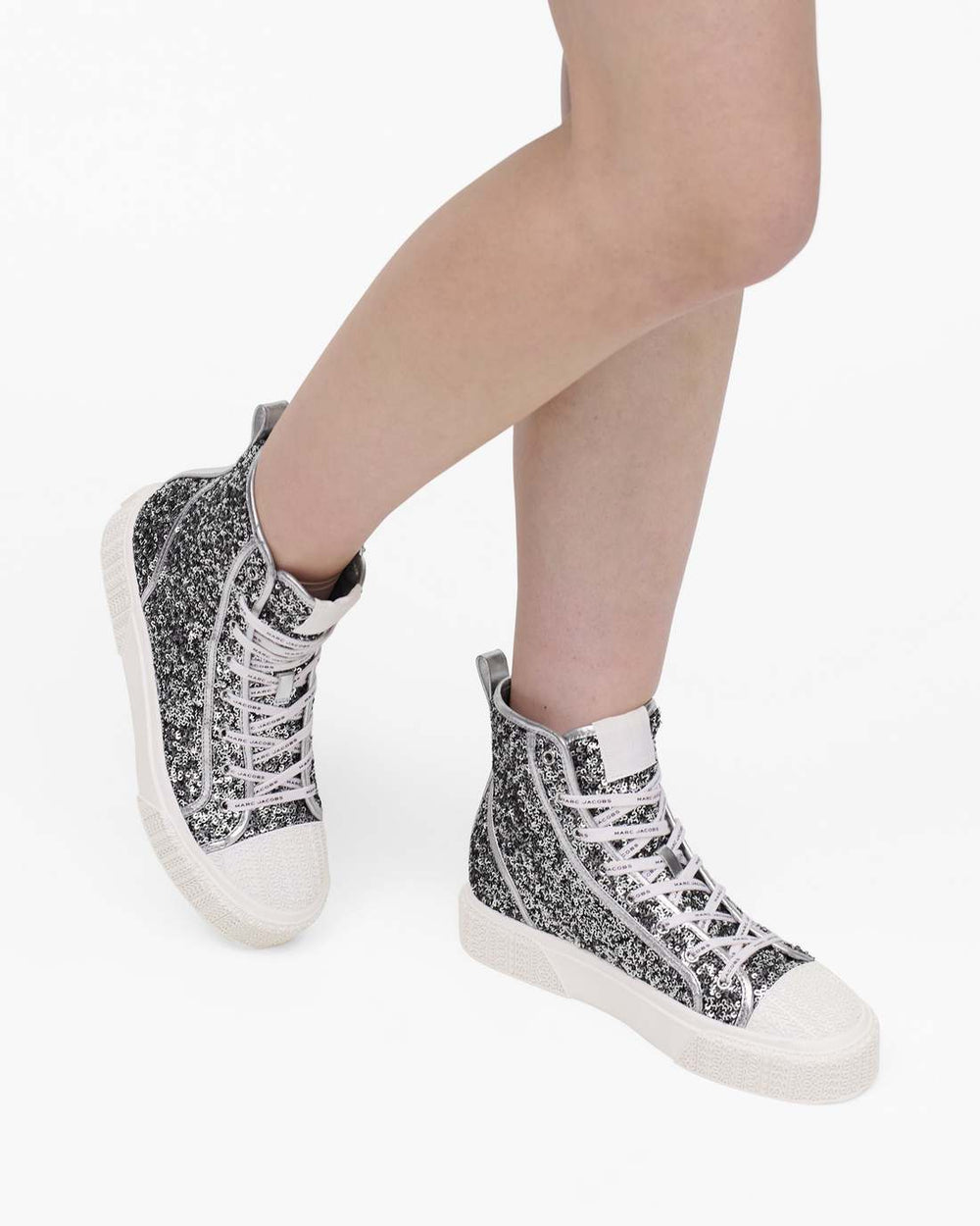The Sequin High Top Sneaker Silver - Marc Jacobs