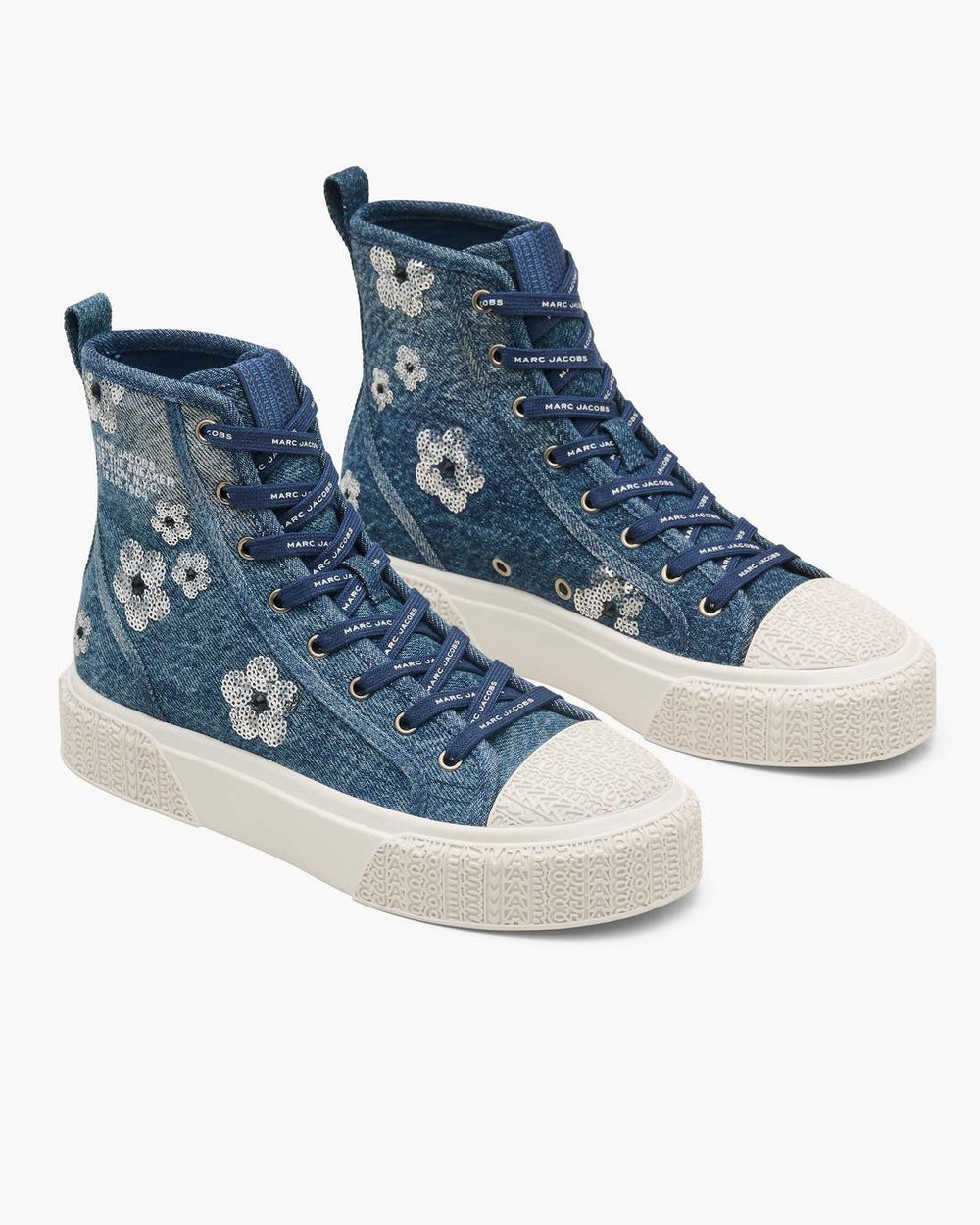 The Sequin Daisy Denim High Top Sneaker Vintage Indigo - Marc Jacobs