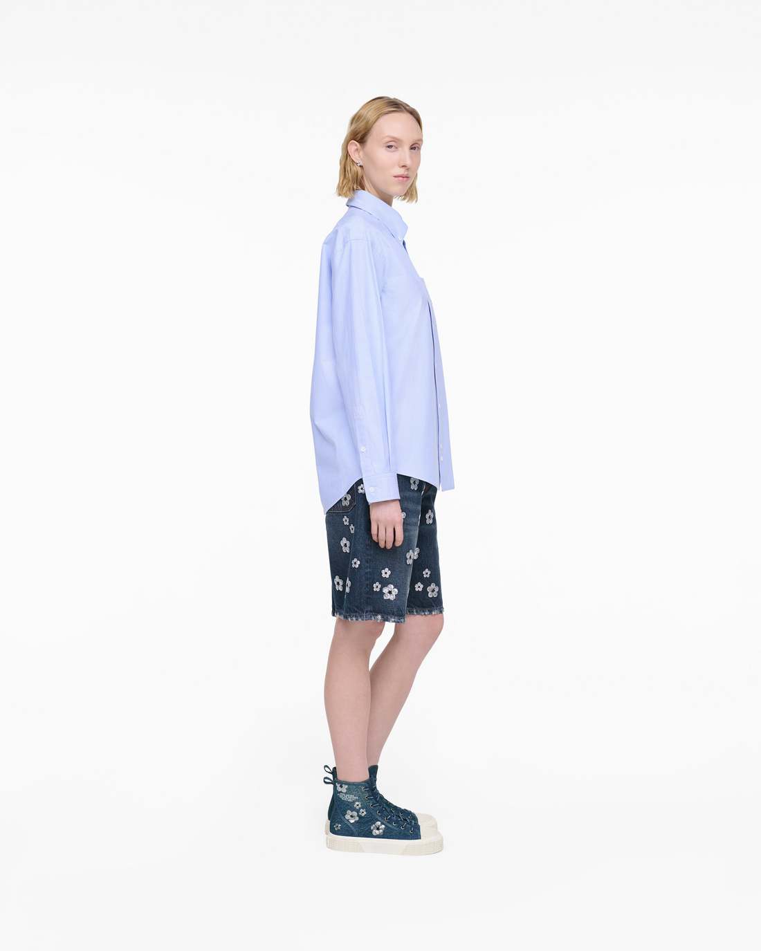 The Sequin Daisy Denim High Top Sneaker Vintage Indigo - Marc Jacobs
