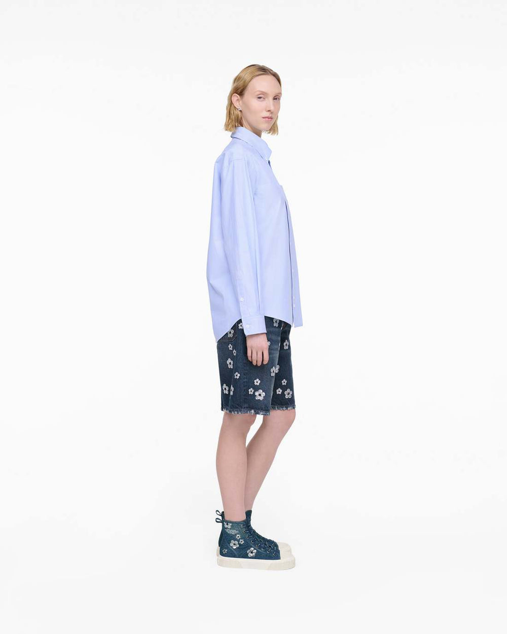 The Sequin Daisy Denim High Top Sneaker Vintage Indigo - Marc Jacobs