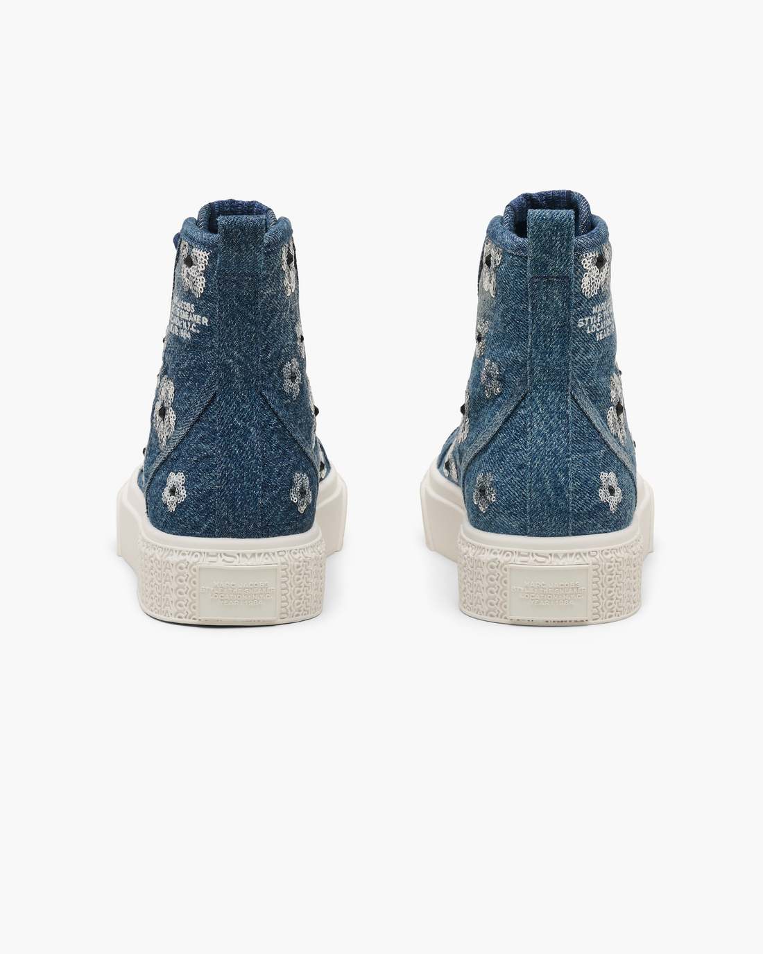 The Sequin Daisy Denim High Top Sneaker Vintage Indigo - Marc Jacobs