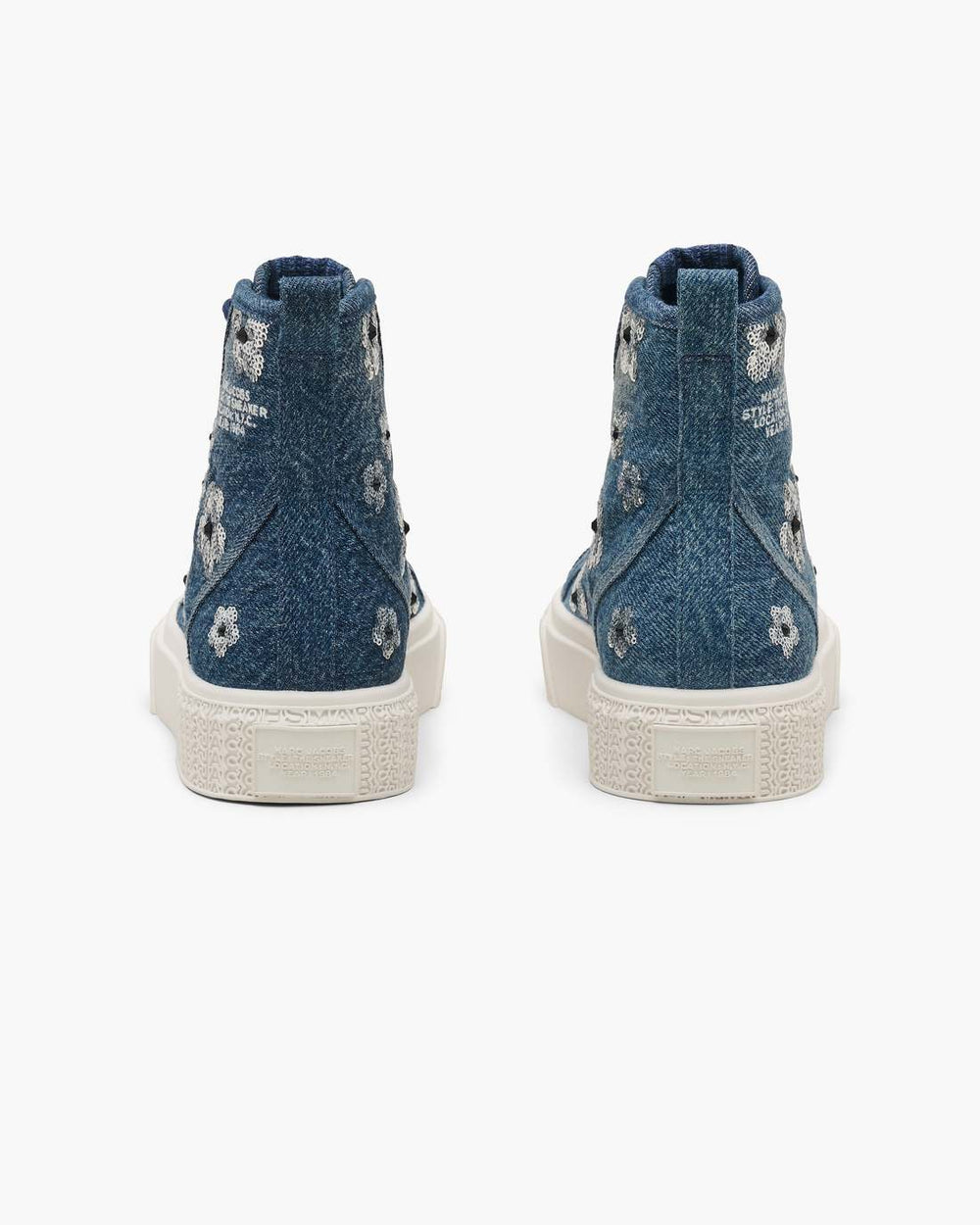 The Sequin Daisy Denim High Top Sneaker Vintage Indigo - Marc Jacobs