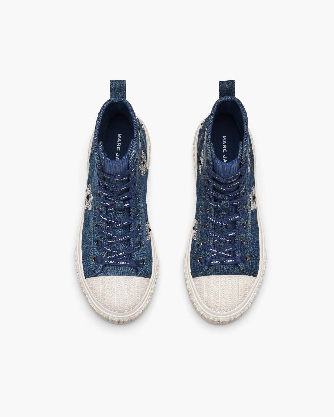 The Sequin Daisy Denim High Top Sneaker Vintage Indigo - Marc Jacobs