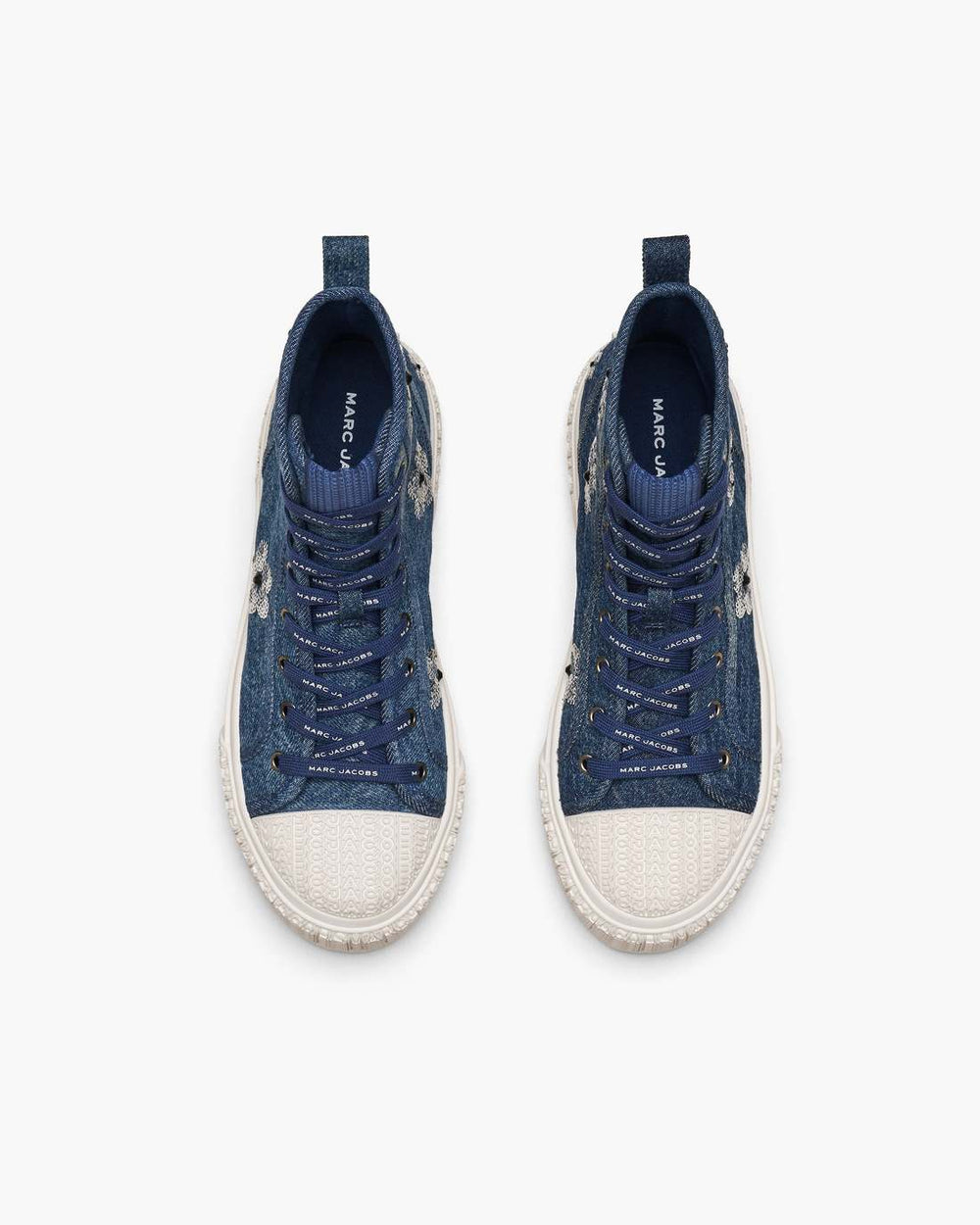 The Sequin Daisy Denim High Top Sneaker Vintage Indigo - Marc Jacobs