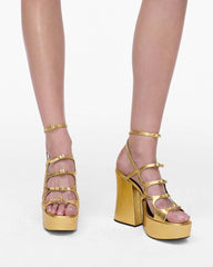 The Metallic Leather Kiki Platform Sandal Gold - Marc Jacobs