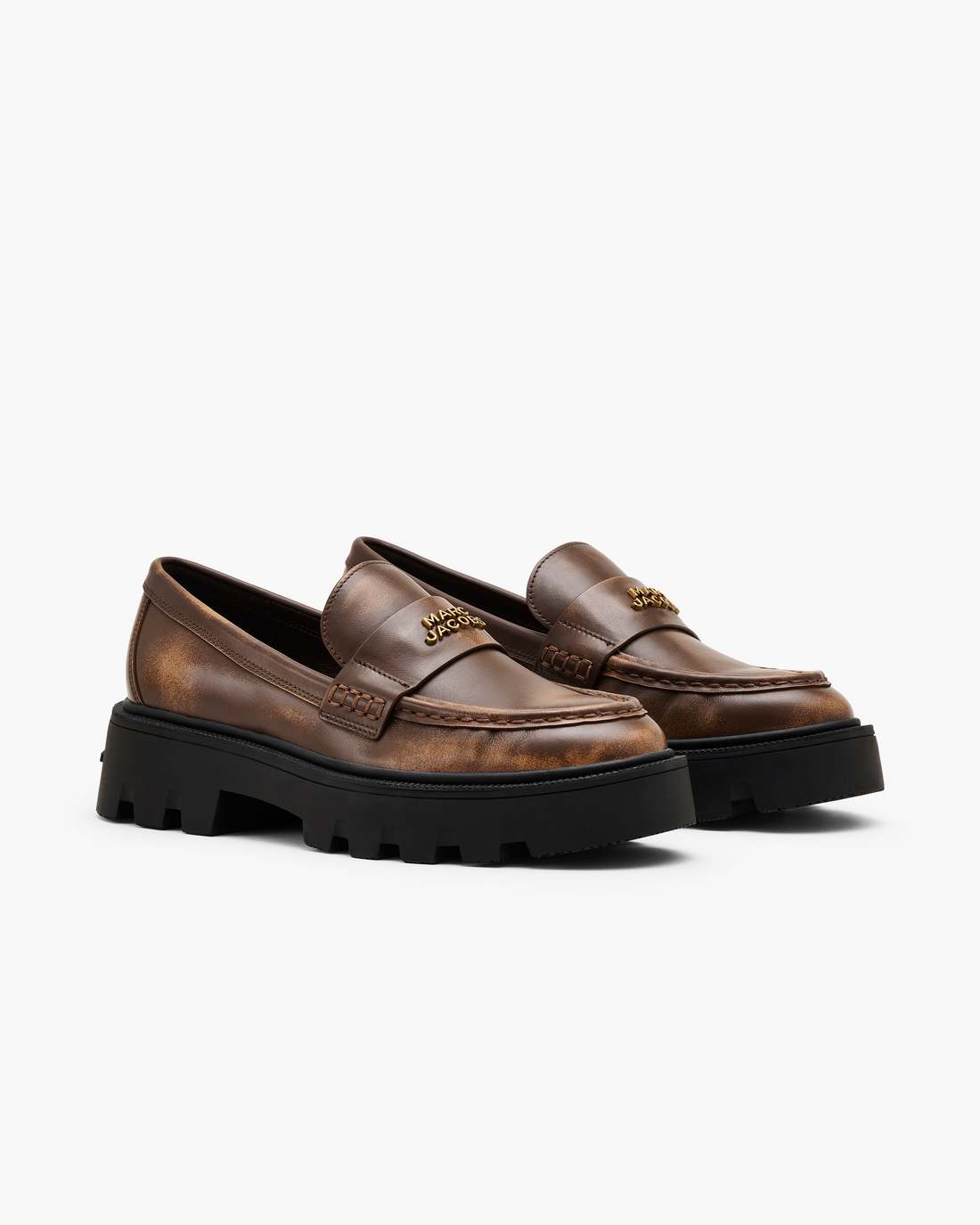 The Distressed Leather Frankie Loafer Ebony - Marc Jacobs