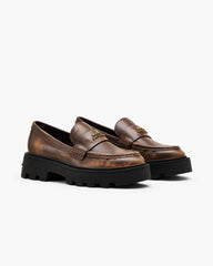 The Distressed Leather Frankie Loafer Ebony - Marc Jacobs