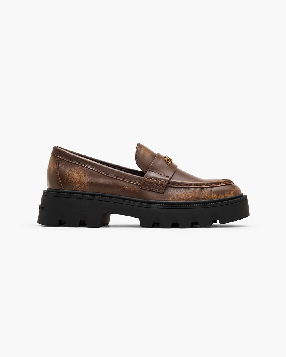 The Distressed Leather Frankie Loafer Ebony - Marc Jacobs