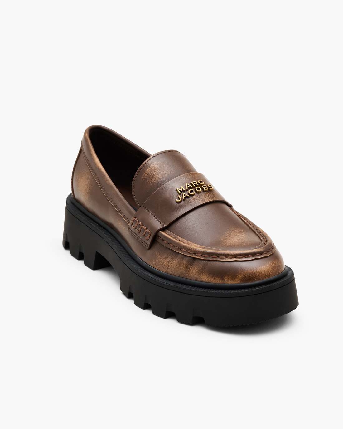 The Distressed Leather Frankie Loafer Ebony - Marc Jacobs