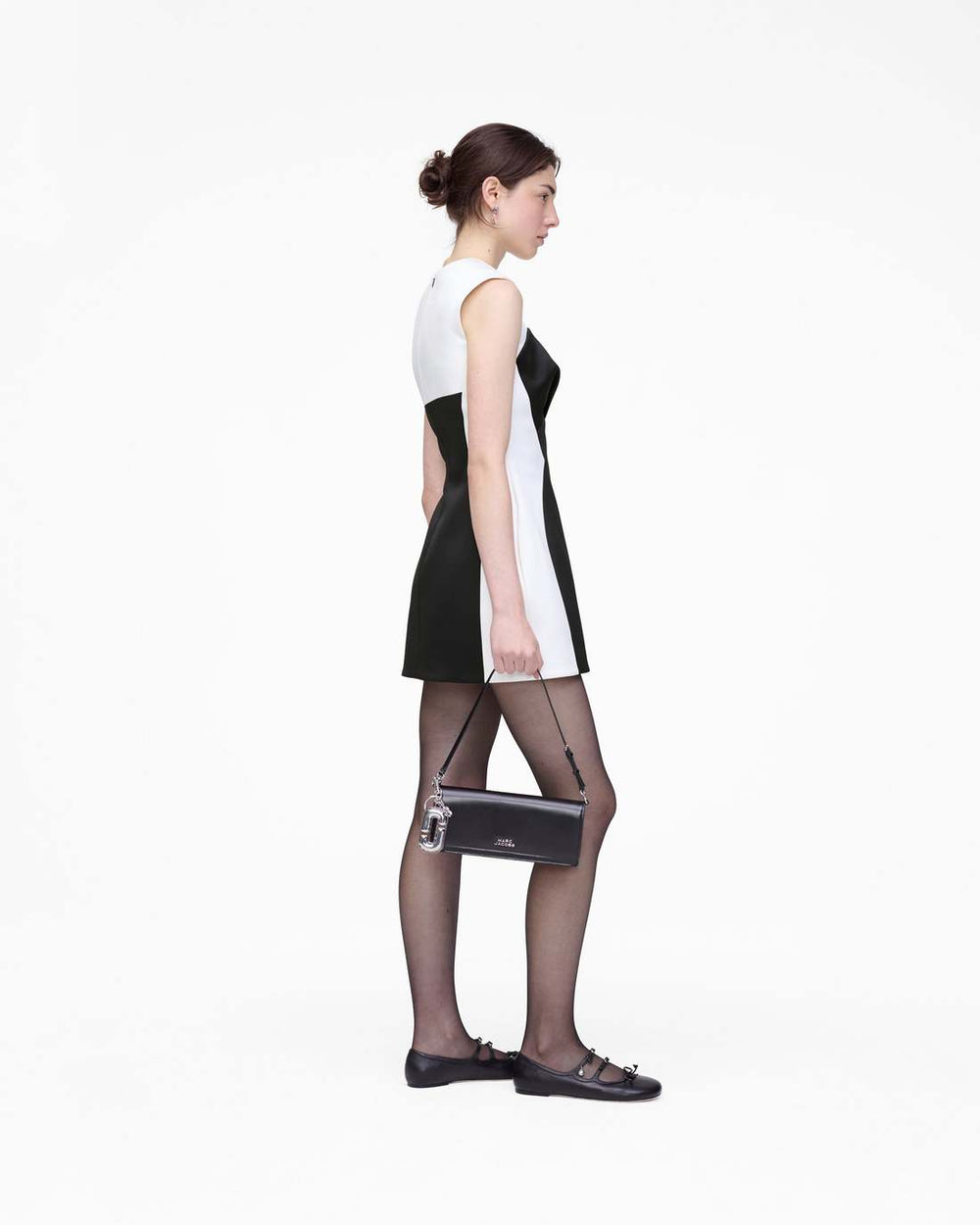 Seamed Up Satin Dress Black/White - Marc Jacobs