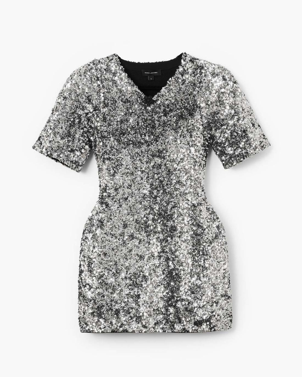 Sequin V-Neck Knit Dress Silver - Marc Jacobs