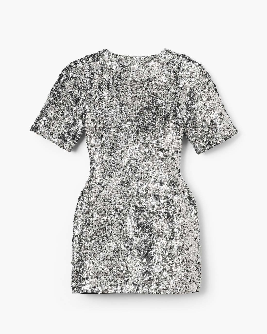 Sequin V-Neck Knit Dress Silver - Marc Jacobs