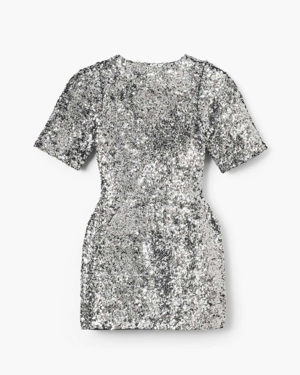 Sequin V-Neck Knit Dress Silver - Marc Jacobs