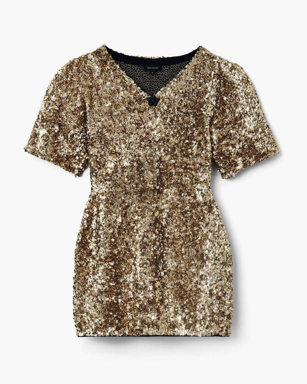 Sequin V-Neck Knit Dress Gold - Marc Jacobs