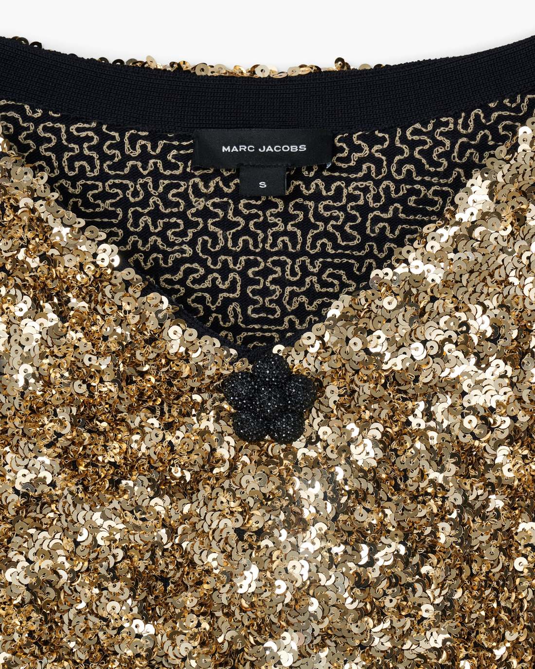 Sequin V-Neck Knit Dress Gold - Marc Jacobs