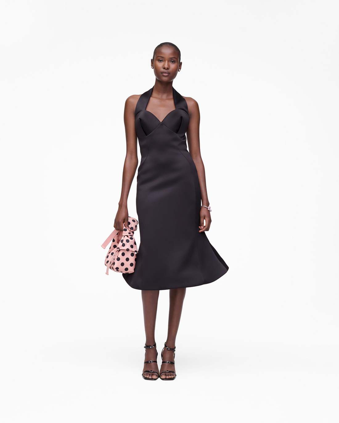 Sculpted Satin Halter Dress Black - Marc Jacobs