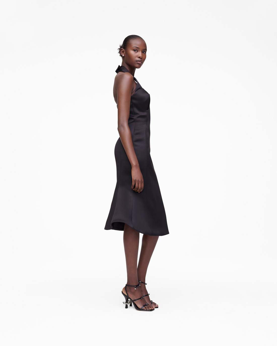 Sculpted Satin Halter Dress Black - Marc Jacobs
