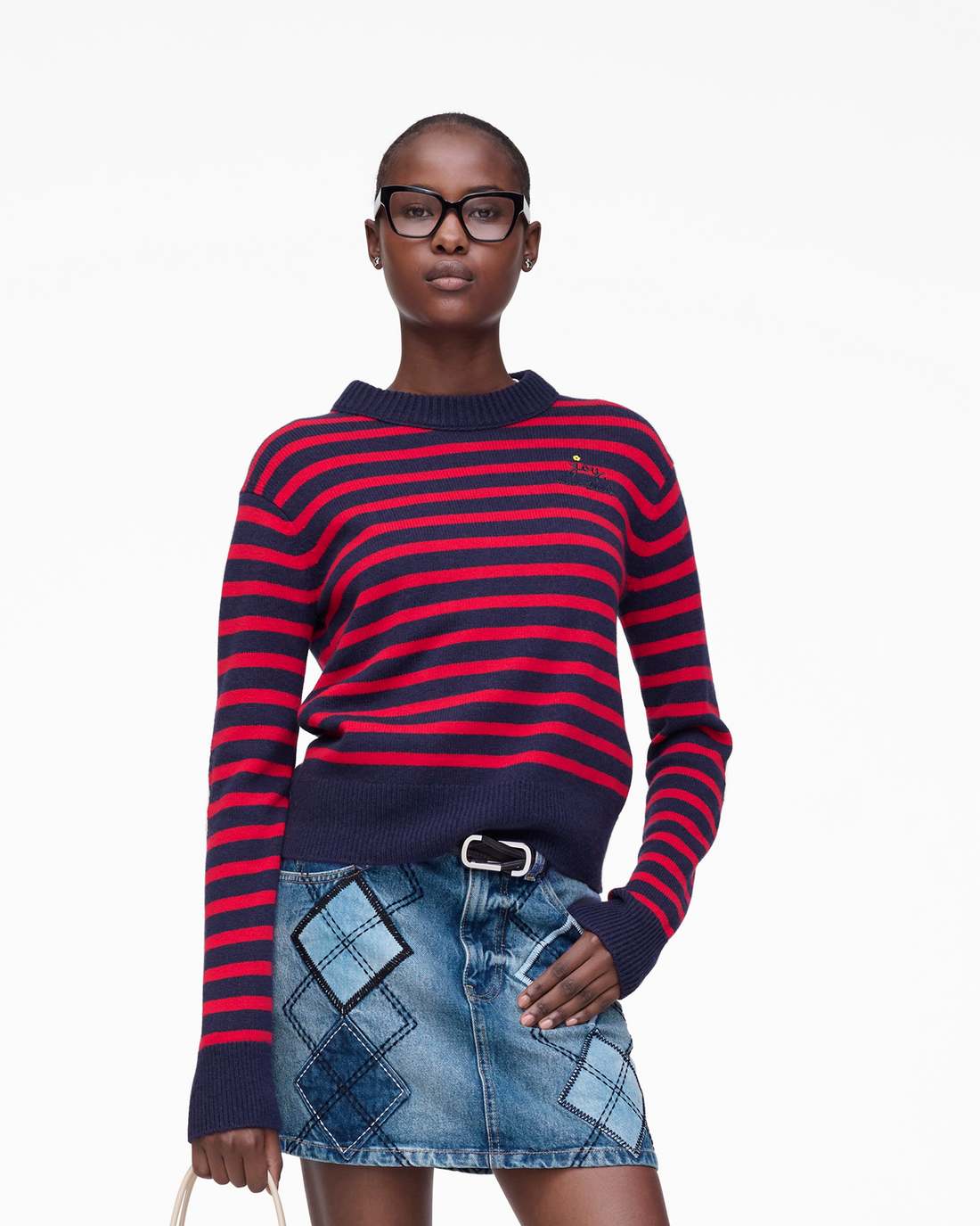 Joy Striped Crewneck Navy/Red - Marc Jacobs