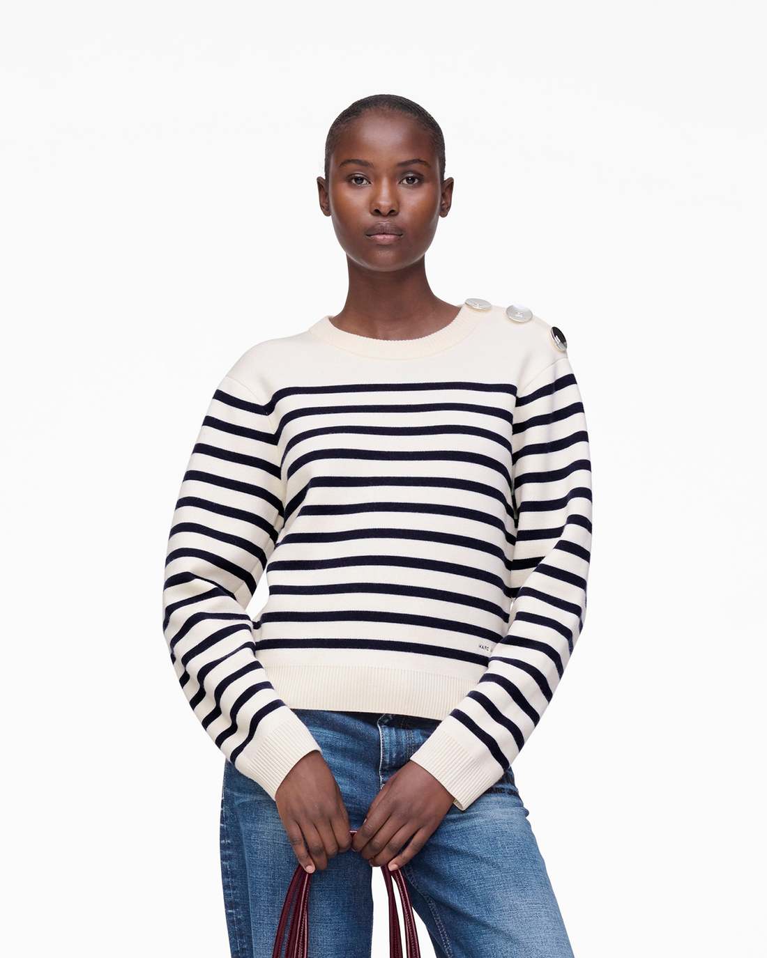 Breton Stripe Crewneck White/Navy - Marc Jacobs
