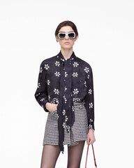 Trompe L'Oeil Eyelet Bow Blouse Black/White - Marc Jacobs