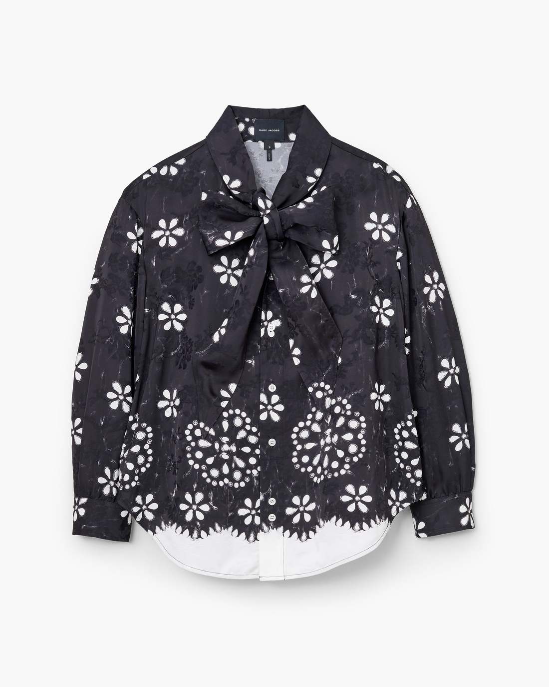 Trompe L'Oeil Eyelet Bow Blouse Black/White - Marc Jacobs