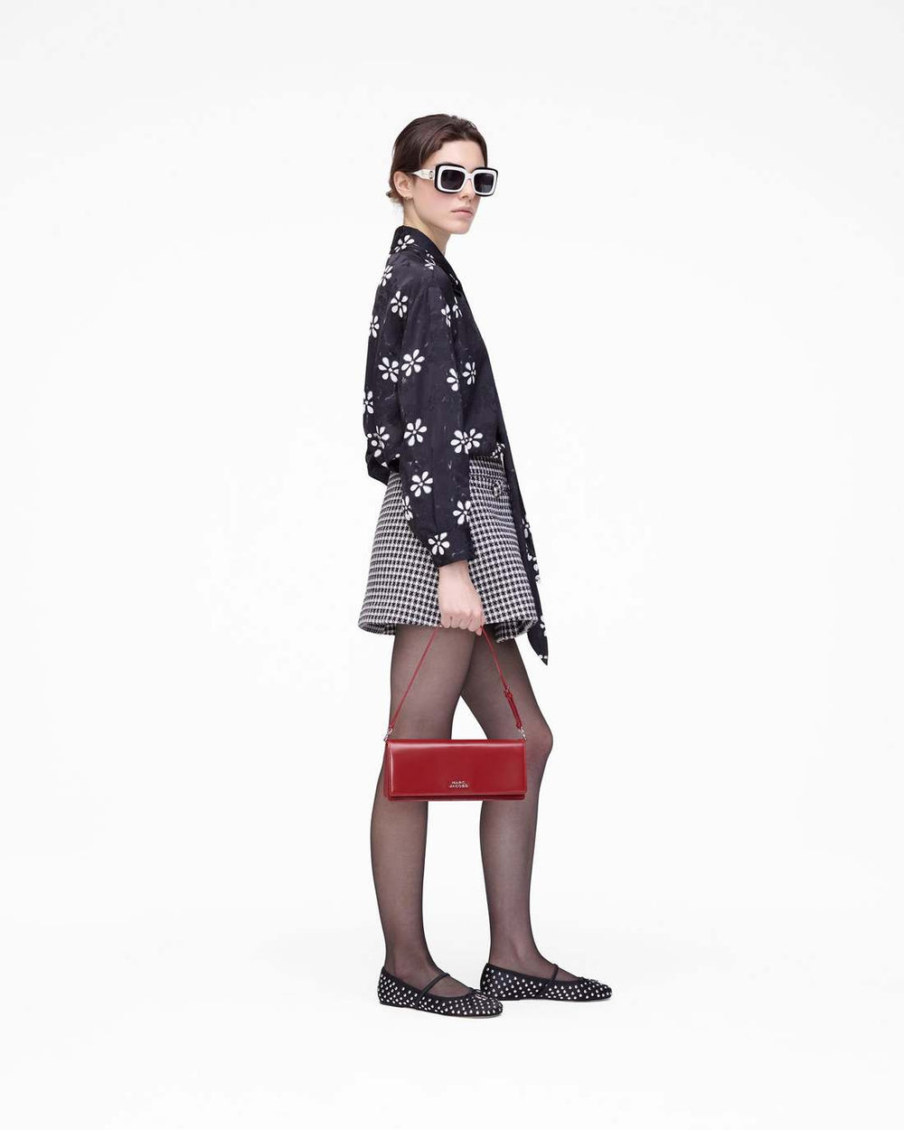 Trompe L'Oeil Eyelet Bow Blouse Black/White - Marc Jacobs