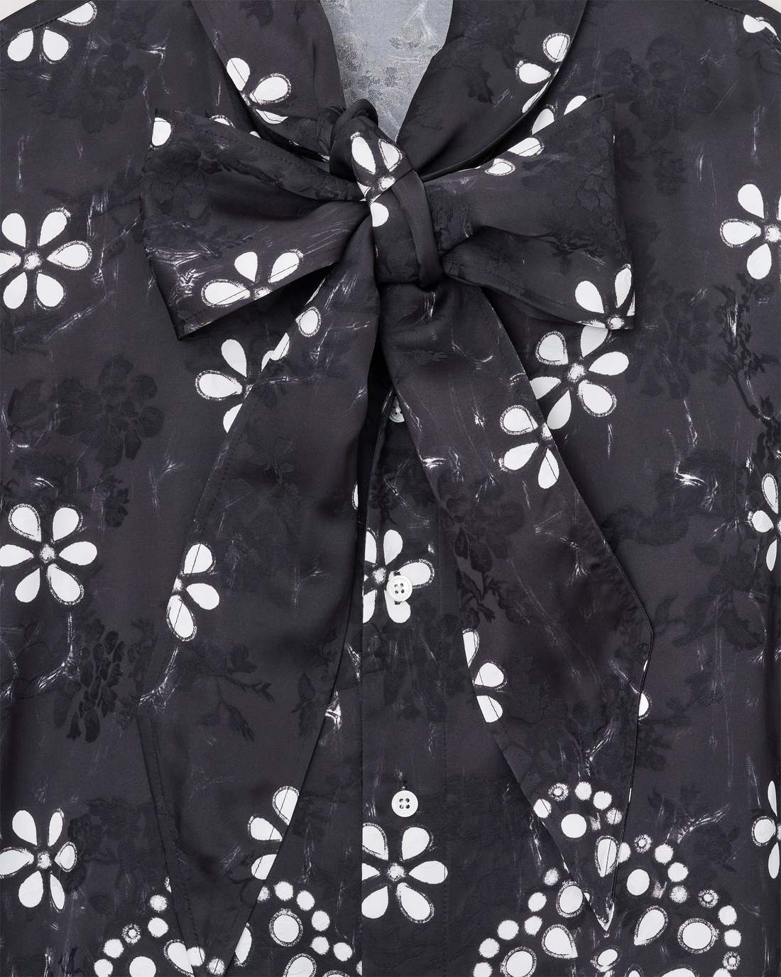 Trompe L'Oeil Eyelet Bow Blouse Black/White - Marc Jacobs