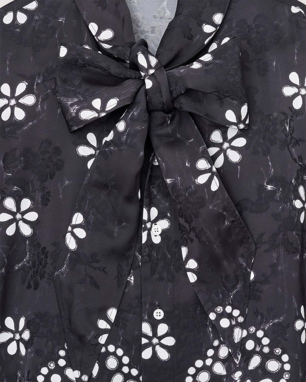 Trompe L'Oeil Eyelet Bow Blouse Black/White - Marc Jacobs