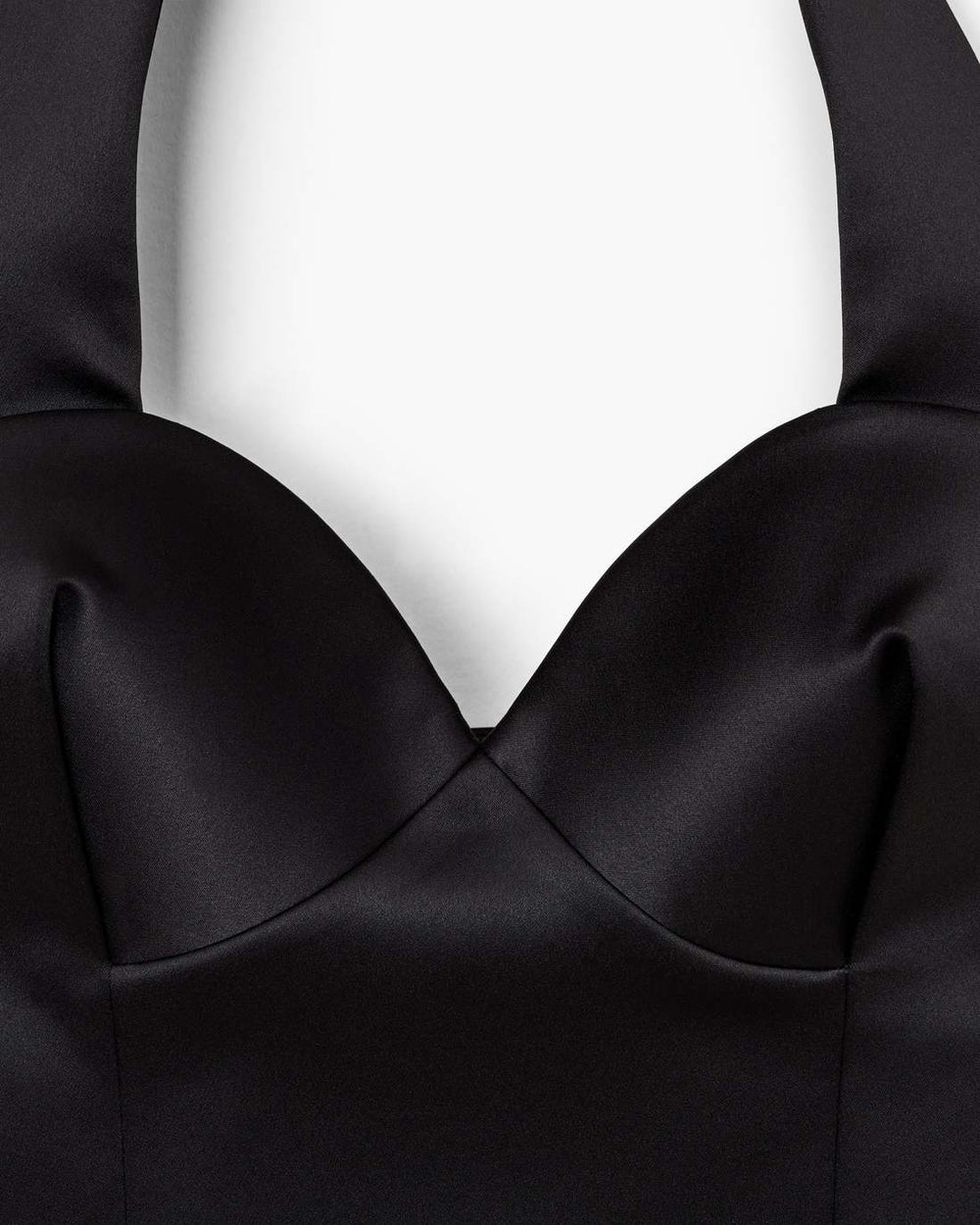 Sculpted Satin Halter Top Black - Marc Jacobs