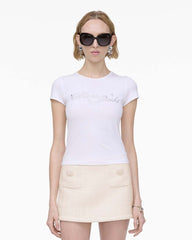 Charm Logo Shrunken Tee White - Marc Jacobs