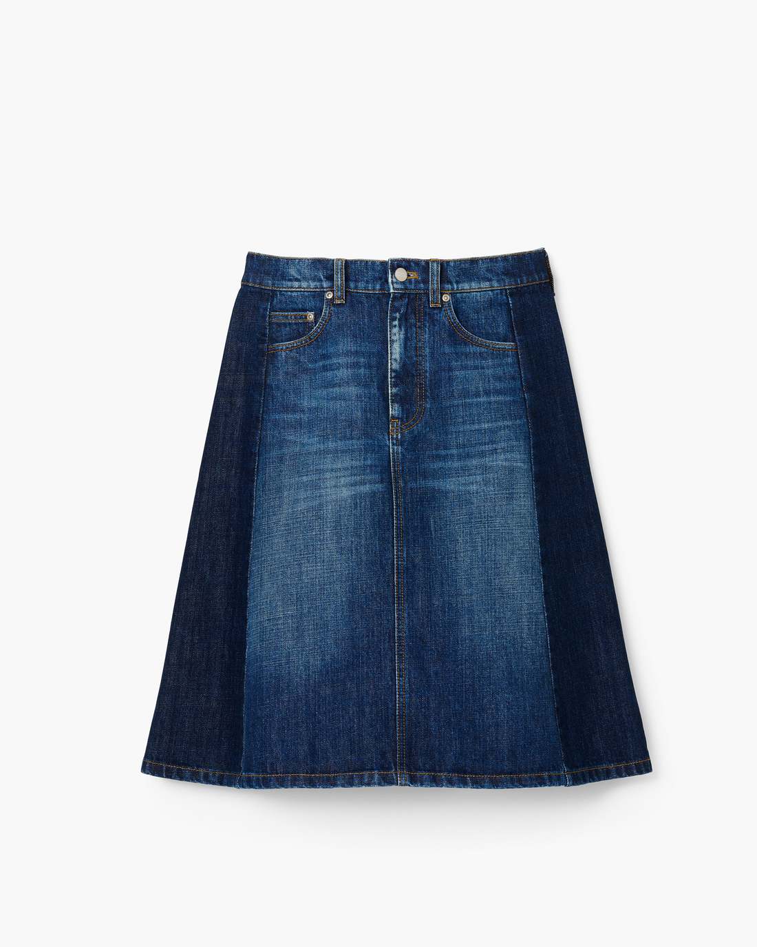 Two Tone Shadow Denim Skirt Dark Slub Indigo - Marc Jacobs