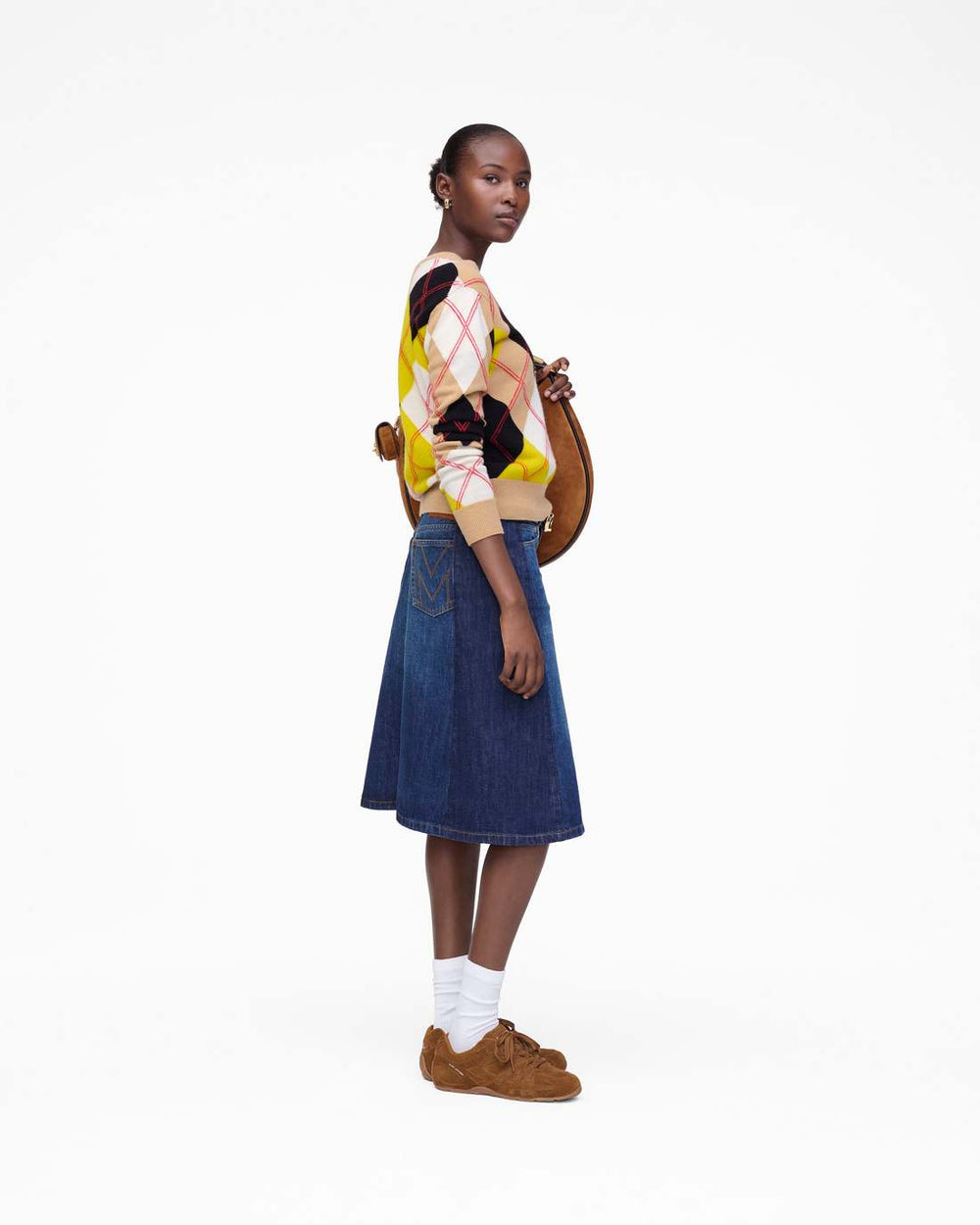 Two Tone Shadow Denim Skirt Dark Slub Indigo - Marc Jacobs