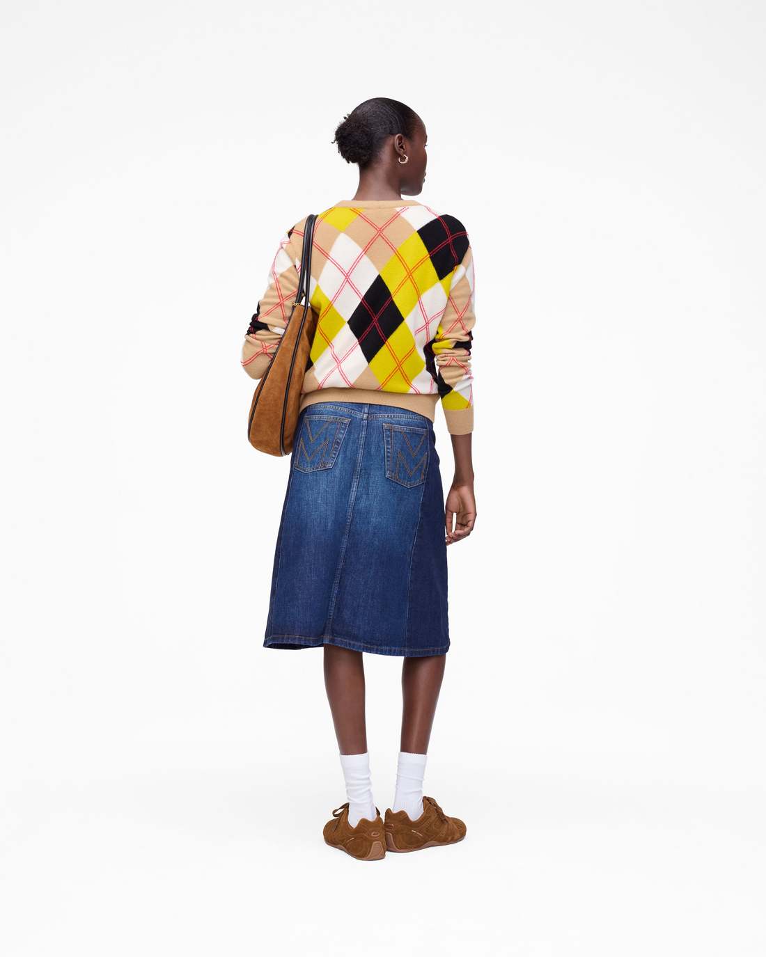 Two Tone Shadow Denim Skirt Dark Slub Indigo - Marc Jacobs