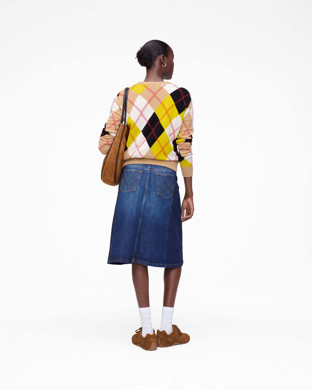 Two Tone Shadow Denim Skirt Dark Slub Indigo - Marc Jacobs