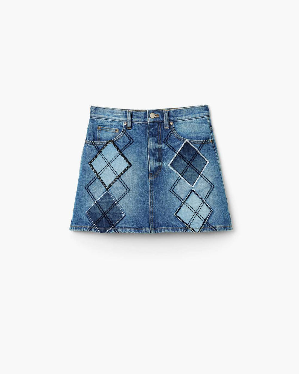 Argyle Patchwork Mini Skirt Bright Indigo - Marc Jacobs