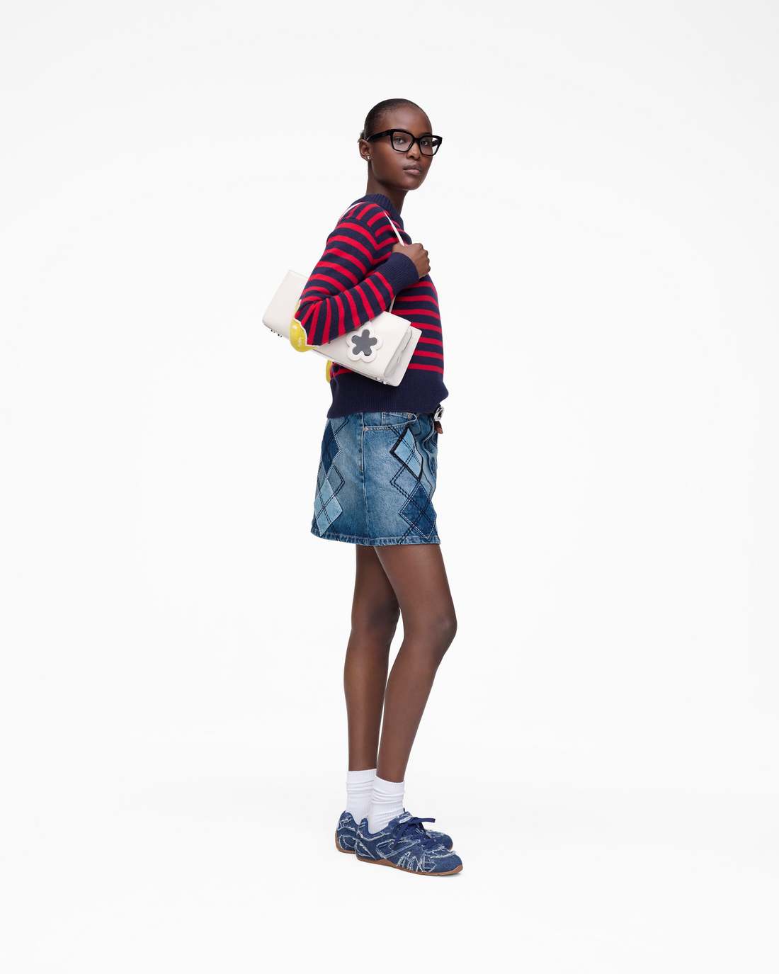 Argyle Patchwork Mini Skirt Bright Indigo - Marc Jacobs
