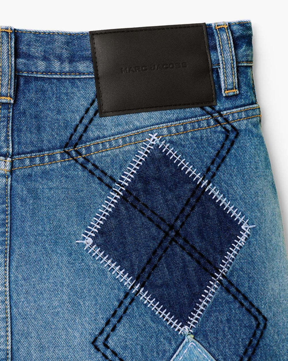 Argyle Patchwork Mini Skirt Bright Indigo - Marc Jacobs